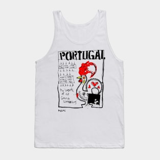 Portuguese Rooster Doodle Black Tank Top